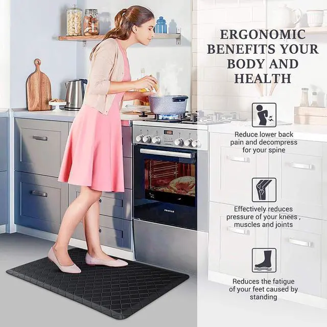 Alt view image 6 of 7 - HappyTrends Kitchen Mats for Floor Cushioned Anti-Fatigue Kitchen Rugs | Thick,Soft and Waterproof Non-Slip Mats and Rugs Heavy Duty Ergonomic Comfort Rug for Floor,Office,Sink,Laundry
