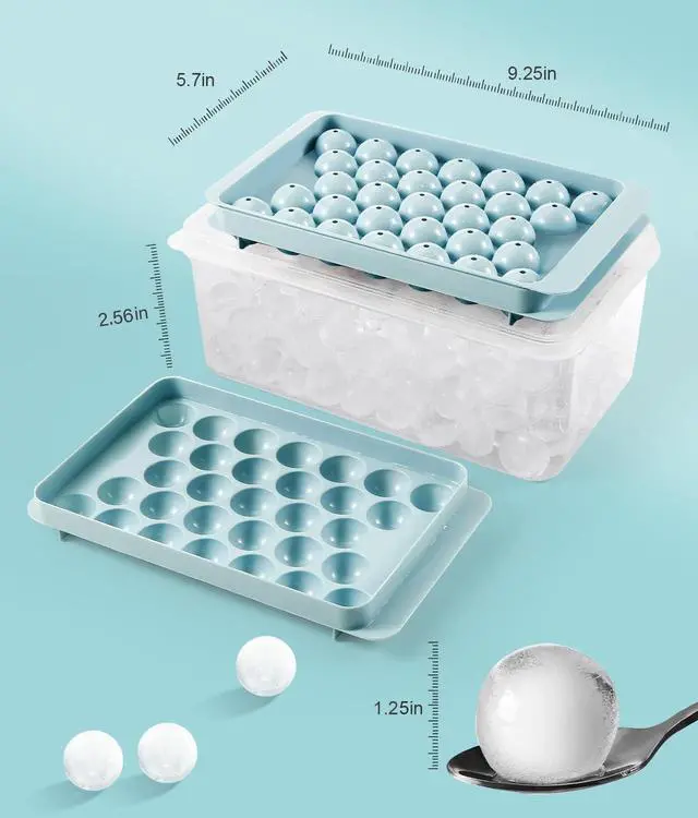 Alt view image 5 of 7 - Ice Cube Tray with Lid and Bin Round Ice Cube Trays for Freezer, BPA-Free Food-Grade Ice Mold, Stackable Ice Ball Maker, Iced Bucket Kits, Circle Ice Tray for Cocktails, Whiskey, Coffee, and Drinks