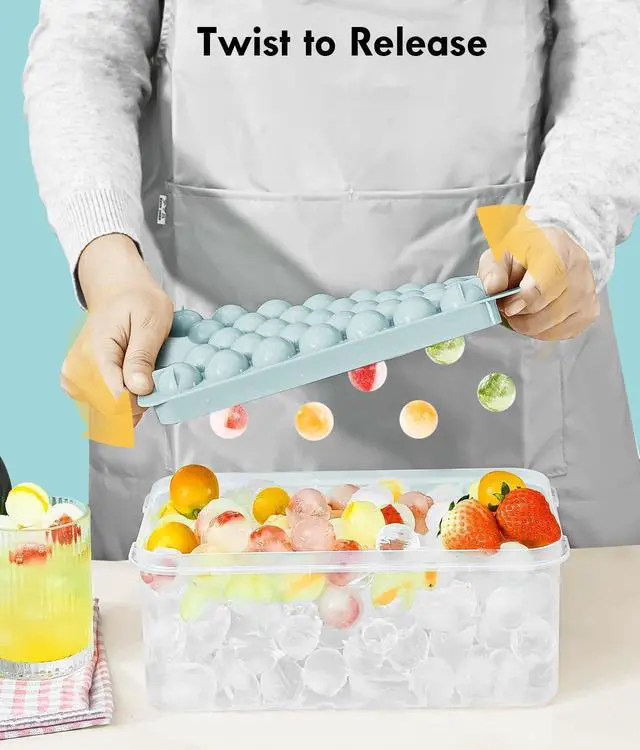 Alt view image 6 of 7 - Ice Cube Tray with Lid and Bin Round Ice Cube Trays for Freezer, BPA-Free Food-Grade Ice Mold, Stackable Ice Ball Maker, Iced Bucket Kits, Circle Ice Tray for Cocktails, Whiskey, Coffee, and Drinks