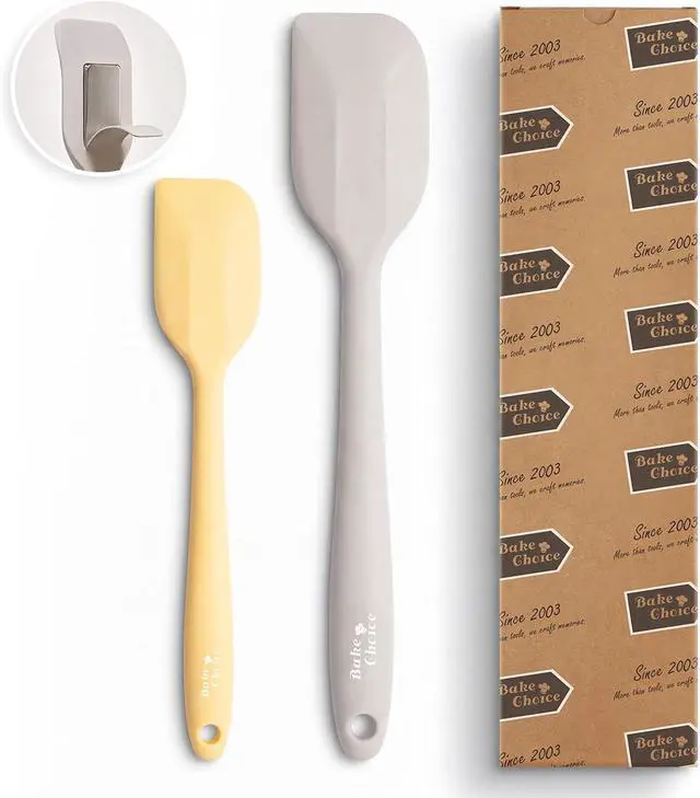 Main image of Bake Choice 2 Pieces Silicone Spatula Set, Premium Steel Core | Heat Resistant Up to 600, Food Grade BPA Free Rubber Spatula Set, Cooking & Mixing, Non-Scratch for Non-Stick Cookware