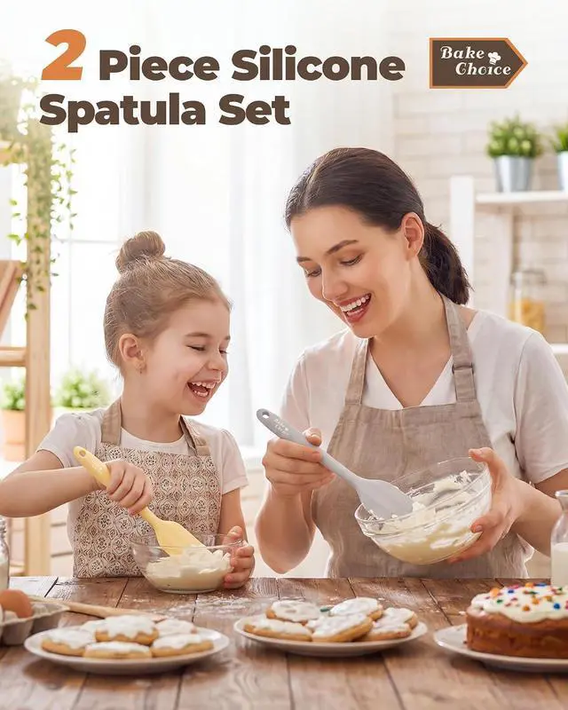 Alt view image 3 of 7 - Bake Choice 2 Pieces Silicone Spatula Set, Premium Steel Core | Heat Resistant Up to 600, Food Grade BPA Free Rubber Spatula Set, Cooking & Mixing, Non-Scratch for Non-Stick Cookware