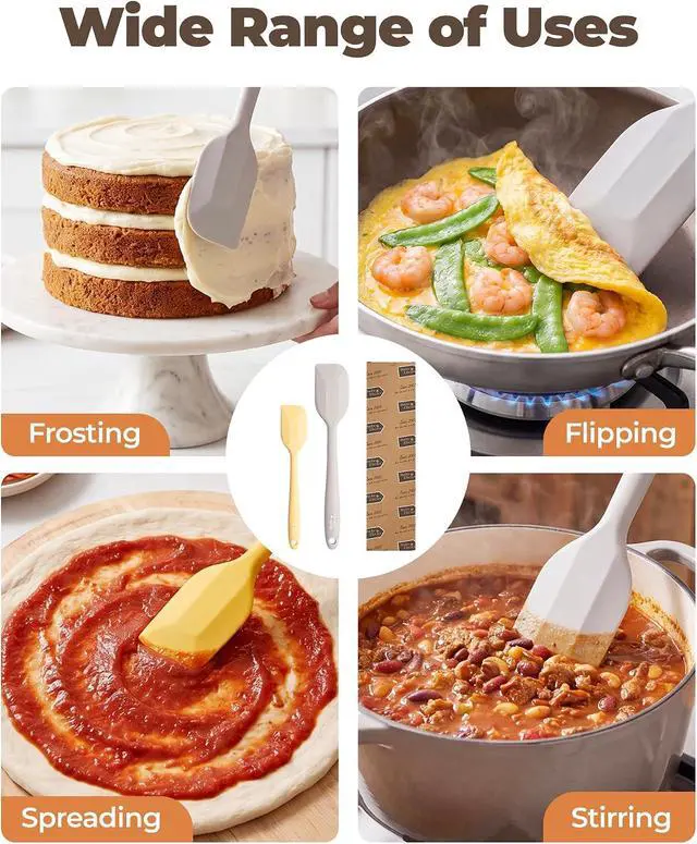 Alt view image 7 of 7 - Bake Choice 2 Pieces Silicone Spatula Set, Premium Steel Core | Heat Resistant Up to 600, Food Grade BPA Free Rubber Spatula Set, Cooking & Mixing, Non-Scratch for Non-Stick Cookware