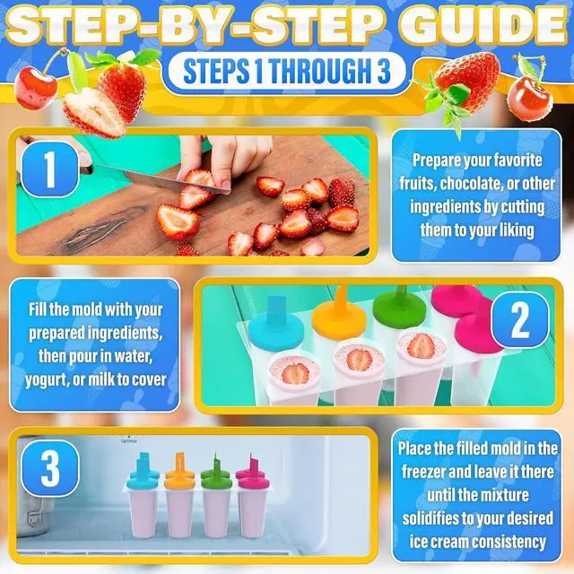 Alt view image 5 of 7 - Clear Popsicle Molds Round, 8 Pcs, Reusable Plastic, with Sticks | Plastic Popsicle Molds for Freezer; Dishwasher-Safe, Multi-Serving; for Berries, Yogurt, Juice, and Ice Cream