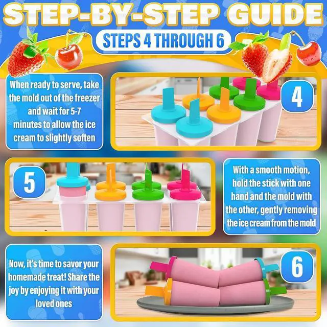Alt view image 6 of 7 - Clear Popsicle Molds Round, 8 Pcs, Reusable Plastic, with Sticks | Plastic Popsicle Molds for Freezer; Dishwasher-Safe, Multi-Serving; for Berries, Yogurt, Juice, and Ice Cream