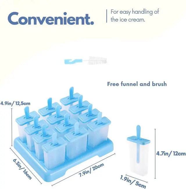 Alt view image 4 of 5 - ANSMIO Popsicle Molds, 12 Reusable Ice Pop Molds with Stand, Collapsible Funnel and Cleaning Brush, BPA-Free Popsicle Maker for Homemade Fruit Pops, Yogurt Pops and Frozen Snacks