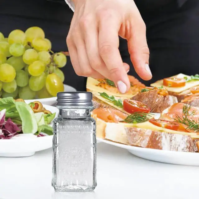 Alt view image 6 of 7 - 2 Pack Glass Salt and Pepper Shakers with 304 Stainless Steel Lid, Vintage Spice Shakers for Dining Room Table, Kitchen, Restaurant (Sunflower Style)