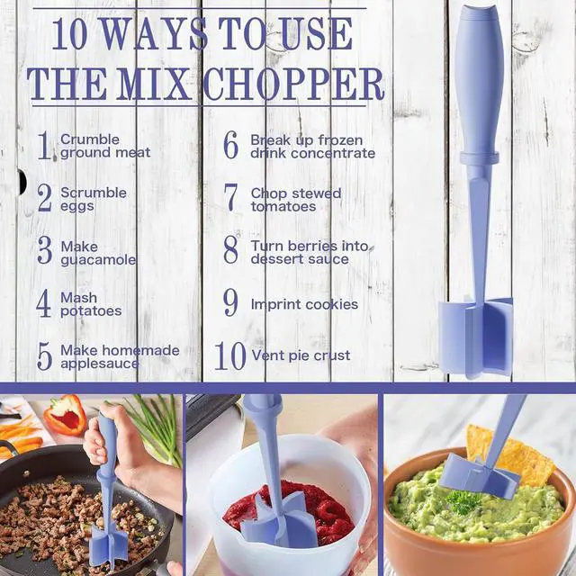 Alt view image 2 of 6 - Meat Chopper Ground Beef Masher Tool for Hamburger | 5 Curve Blades Heat Resistant Meat Masher Tool, Turkey and More, Nylon Hamburger Chopper Utensil Non-scratch Utensils-Purple