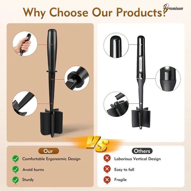 Alt view image 4 of 7 - Meat Masher, Ground Beef Masher with 5 Curve Blades & Non-Slip Handle | Upgrade Heat Resistant Hamburger Smasher Tool for Hamburger & Potatoes, Non Stick Mix Ground Meat Chopper(Black)
