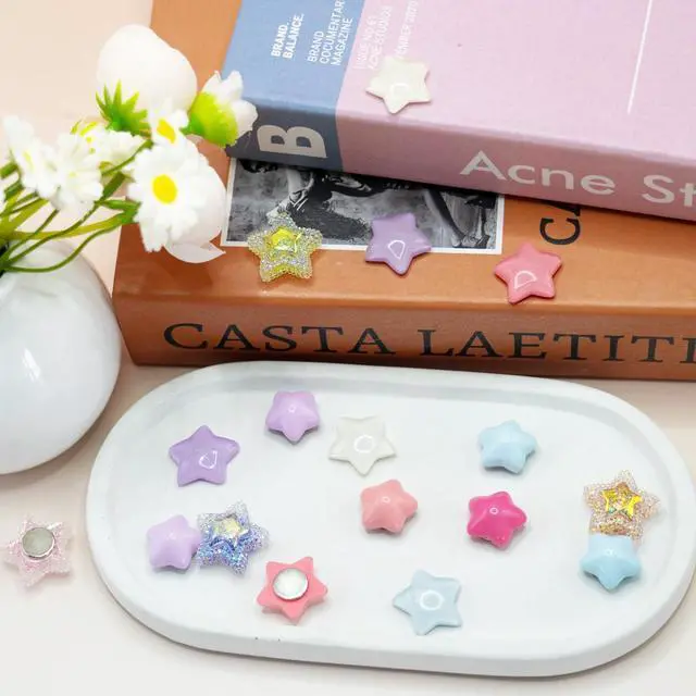 Alt view image 6 of 6 - KEYDUACU Cute Fridge Magnets,Colorful Strong Star Magnets Refrigerator | 15Pcs Luminescence 3D Craft Decor Magnet,Fun Strong Fridge Magnets for Kitchen,Office Whiteboard, Cabinet and Locker