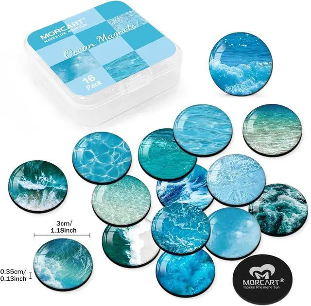Alt view image 2 of 6 - MORCART 16PCS Fridge Magnets, Ocean Magnets Decoration for Refrigerator Locker Whiteboard Decorative Magnetic Board Cabinets Classroom Office Cubicle School Cute
