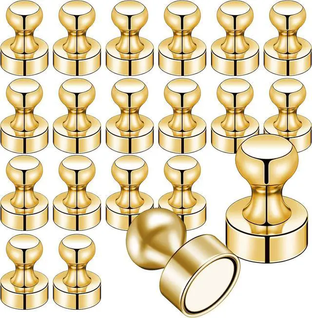 Main image of LOVIMAG Fridge Magnets 20Pcs, Magnet for Refrigerator Whiteboard, Gold | Small Strong Neodymium Metal Cute Push Pin for Classroom, Kitchen, Accessories Decorative, Office, Calendar