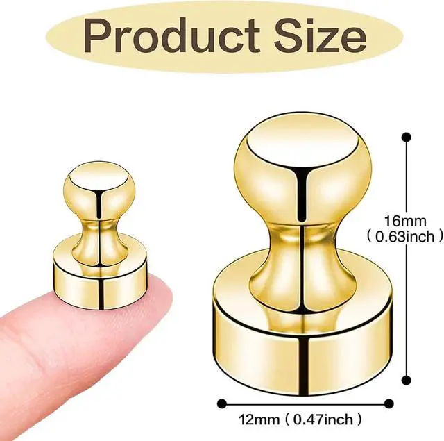 Alt view image 3 of 7 - LOVIMAG Fridge Magnets 20Pcs, Magnet for Refrigerator Whiteboard, Gold | Small Strong Neodymium Metal Cute Push Pin for Classroom, Kitchen, Accessories Decorative, Office, Calendar