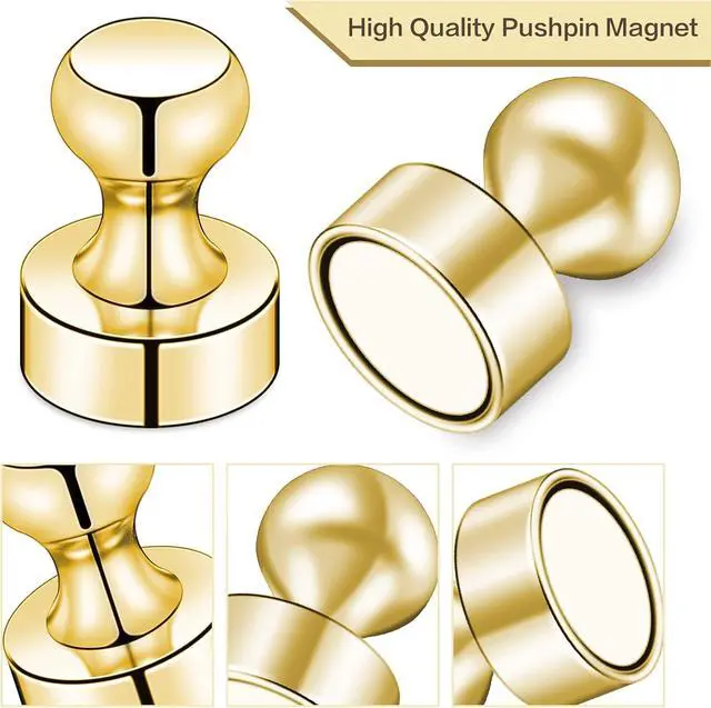 Alt view image 2 of 7 - LOVIMAG Fridge Magnets 20Pcs, Magnet for Refrigerator Whiteboard, Gold | Small Strong Neodymium Metal Cute Push Pin for Classroom, Kitchen, Accessories Decorative, Office, Calendar