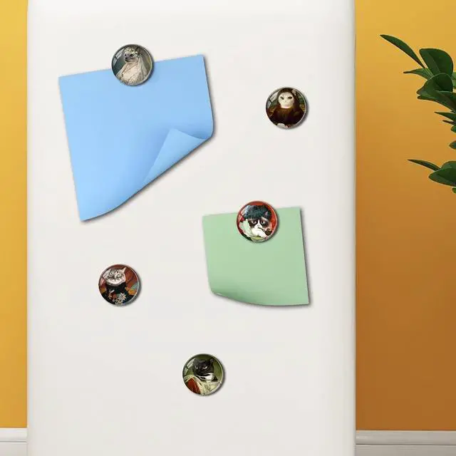 Alt view image 5 of 5 - 12 Pcs Cute Cat Glass Decorative Refrigerator Magnets | Stylish, Functional, Versatile, Magnetic - For Office, Whiteboard, Cabinets, Kitchen, Dishwasher, Fridge