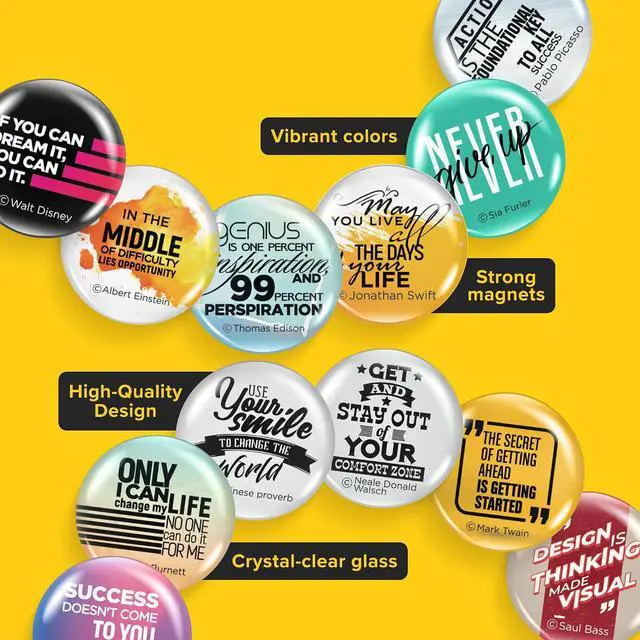 Alt view image 3 of 7 - Super Cute Glass Fridge Magnets, Motivational, 12 pcs | Decorative Refrigerator & Locker Magnets, Strong Grip, Great for Photos, Notes, Whiteboard, Office & School