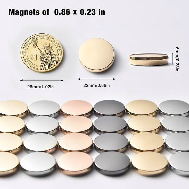 Alt view image 3 of 7 - 12 Pcs Strong Cool Goth Round Fridge Magnets,Small Heavy Duty Refrigerator,Magnets,for Whiteboard,Locker,Chalkboard,Office,Kitchen,Decorative Locker Magnets for Adults,Teachers(Glod)