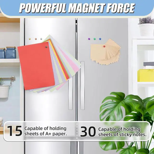 Alt view image 4 of 7 - FINDMAG Fridge Magnets for Whiteboard, Neodymium Magnets 30 Pack Silver | Magnetic Push Pins, Hold Photos, Notes, and Shopping Lists on Refrigerator, Whiteboards, Lockers, Kitchen Cabins Hanging