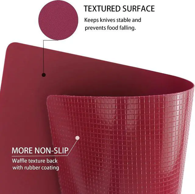 Alt view image 2 of 7 - ZVP Flexible Plastic Cutting Board Set of 3 Gradient Color, Colorful Chopping Boards, BPA Free Mats, Non Slip, Dishwasher Safe, 15x12 Inch, Pink Multi-Color