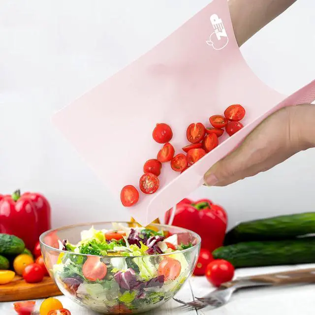 Alt view image 4 of 7 - ZVP Flexible Plastic Cutting Board Set of 3 Gradient Color, Colorful Chopping Boards, BPA Free Mats, Non Slip, Dishwasher Safe, 15x12 Inch, Pink Multi-Color