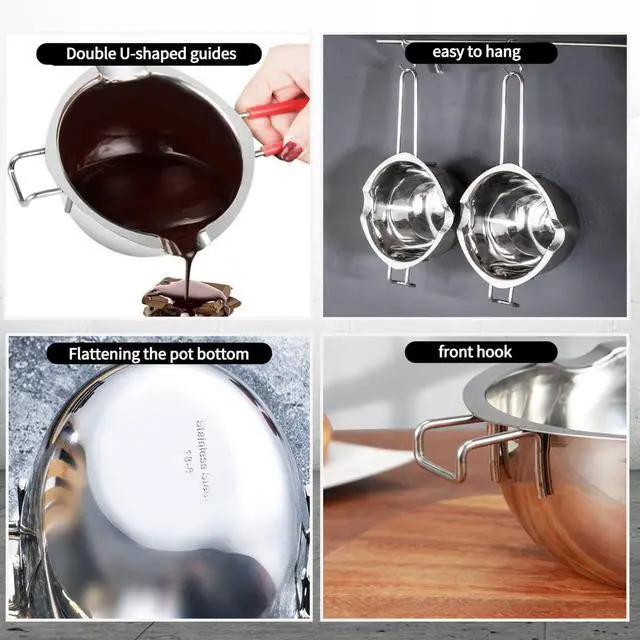 Alt view image 3 of 7 - 480ML Stainless Steel Double Boiler Universal Melting Pot for Melting Chocolate, Candy, Candle, Soap and Wax(304 Steel)
