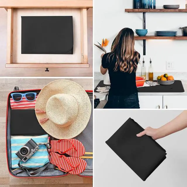 Alt view image 7 of 7 - FLASLD Heat Resistant Mat for Air Fryer Site on, Fireproof Silicone Mats for Kitchen Counter, Countertop Protector, No-slip and Waterproof (12"X18", Black)