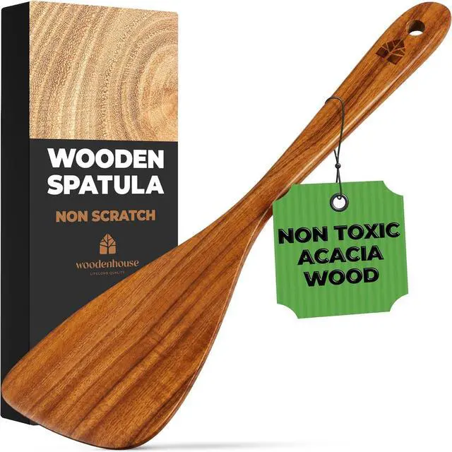 Main image of Wooden Spatula for Cooking, 12" Acacia Wood for Flipping & Frying | Long-Lasting, Sturdy & Easy to Clean with Comfortable Handle Safe for Non-Stick Cookware