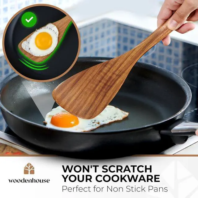 Alt view image 6 of 7 - Wooden Spatula for Cooking, 12" Acacia Wood for Flipping & Frying | Long-Lasting, Sturdy & Easy to Clean with Comfortable Handle Safe for Non-Stick Cookware