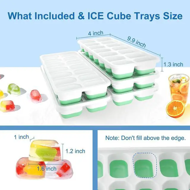Alt view image 7 of 7 - Ice Cube Trays with Lids for Freezer, 5 Pack Silicone Set, 70 Cubes | Easy-release silicone, stackable removable lids, BPA-free & dishwasher safe; for coffee, whiskey,cocktails, juice & baby food