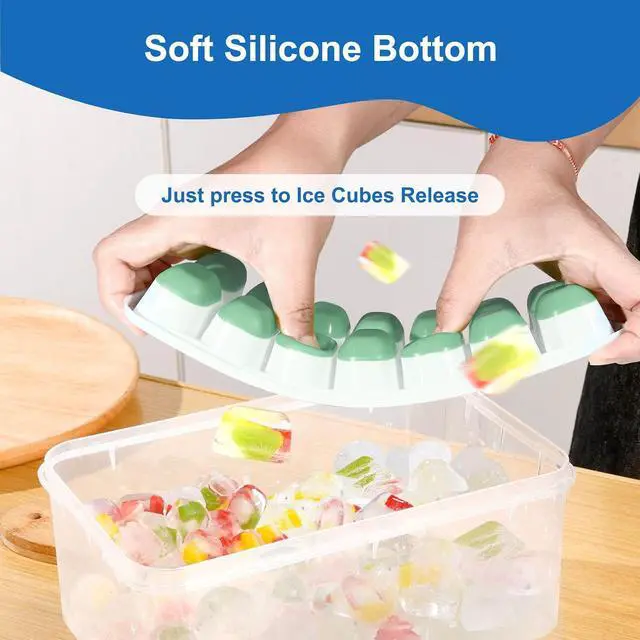 Alt view image 4 of 7 - Ice Cube Trays with Lids for Freezer, 5 Pack Silicone Set, 70 Cubes | Easy-release silicone, stackable removable lids, BPA-free & dishwasher safe; for coffee, whiskey,cocktails, juice & baby food