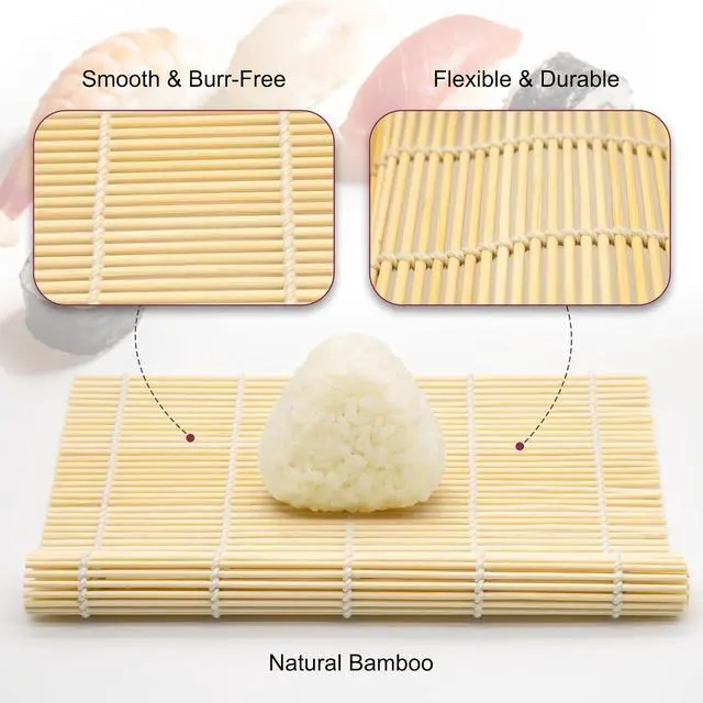 Alt view image 3 of 7 - Syn-zer Bamboo Sushi Mats 2-Pack, 9.5" Rolling Tool for Maki | DIY Sushi Making, Reusable Roller, Kitchen Tool, Hand Rolls, Maki, Sushi Prep