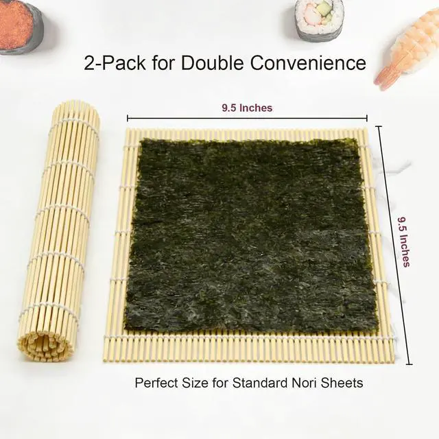Alt view image 4 of 7 - Syn-zer Bamboo Sushi Mats 2-Pack, 9.5" Rolling Tool for Maki | DIY Sushi Making, Reusable Roller, Kitchen Tool, Hand Rolls, Maki, Sushi Prep