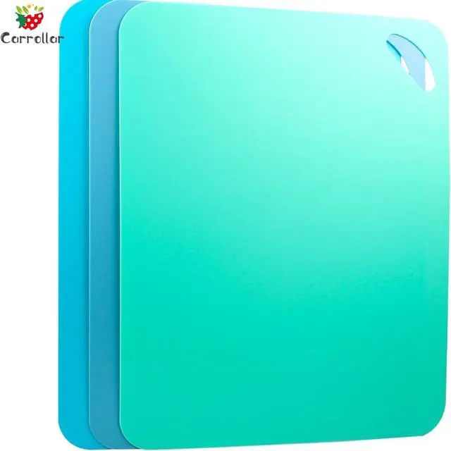Alt view image 2 of 7 - Plastic Flexible Cutting Mats for Kitchen, 3pcs Color Coded Chopping Board Set, Cutting Board Sheet for Kitchen Cooking, Dishwasher Safe14.6x11.6"