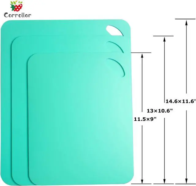 Alt view image 3 of 7 - Plastic Flexible Cutting Mats for Kitchen, 3pcs Color Coded Chopping Board Set, Cutting Board Sheet for Kitchen Cooking, Dishwasher Safe14.6x11.6"