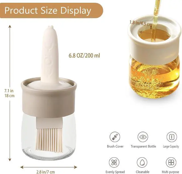 Alt view image 2 of 6 - Sauce and Oil Bottle with Silicone Brush for Cooking BBQ Kitchen - 6.8oz