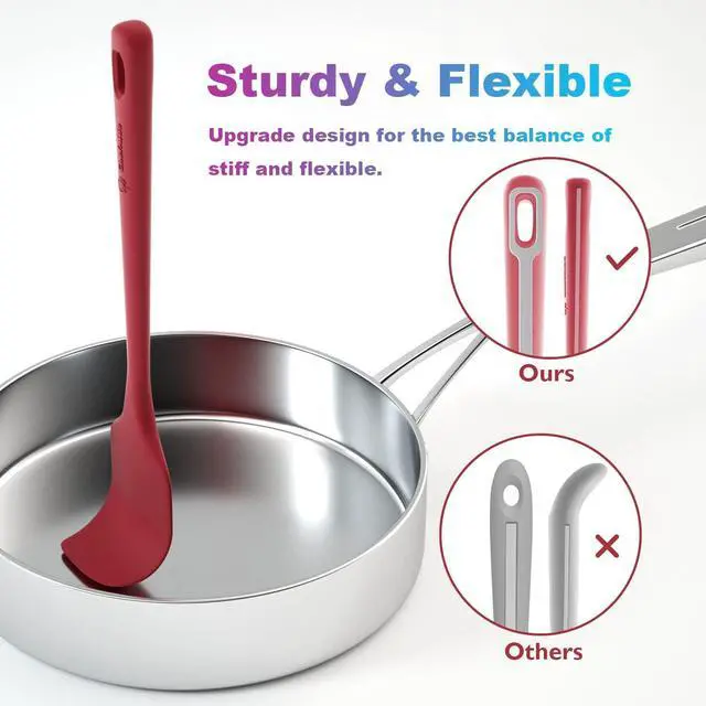 Alt view image 3 of 7 - ChefAide 4 Pieces Silicone Spatula Set, Food Grade Rubber Spatula, Upgrade Strong Handle with Ergonomic Grip, Heat Resistant for Nonstick Cookware, Cooking