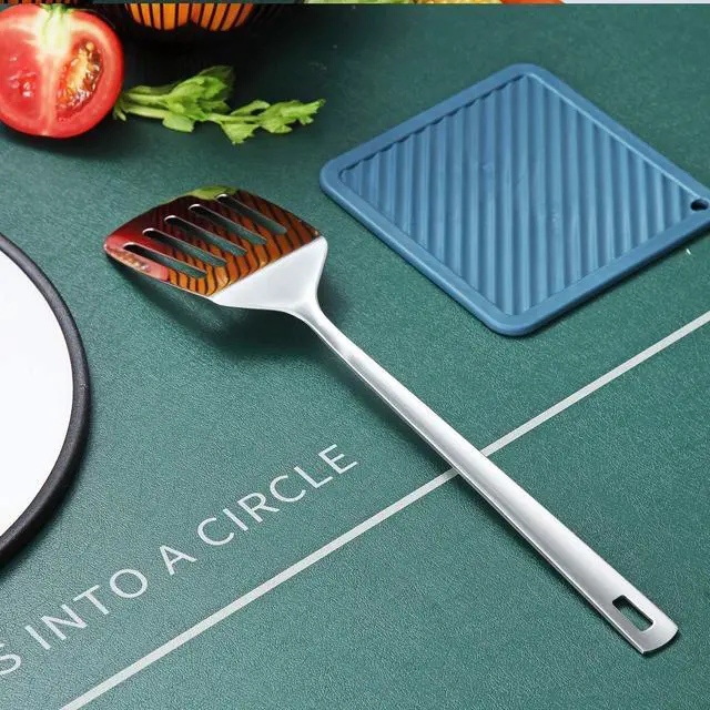 Alt view image 3 of 7 - Stainless Steel Spatulas, Berglander Slotted Turner, Metal Turner For Cooking, Kitchen For Nonstick Cookware, Barbecue Spatulas, Dishwasher Safe, Easy to Clean