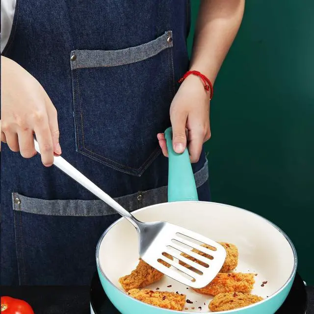 Alt view image 7 of 7 - Stainless Steel Spatulas, Berglander Slotted Turner, Metal Turner For Cooking, Kitchen For Nonstick Cookware, Barbecue Spatulas, Dishwasher Safe, Easy to Clean