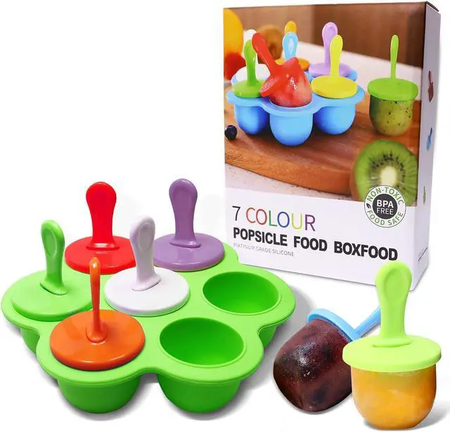 Main image of Silicone Popsicle Molds 7-cavity DIY Ice Pop Mold with Colorful Sticks For egg biting ice cream molds storage containers non stick cake molds (Green)