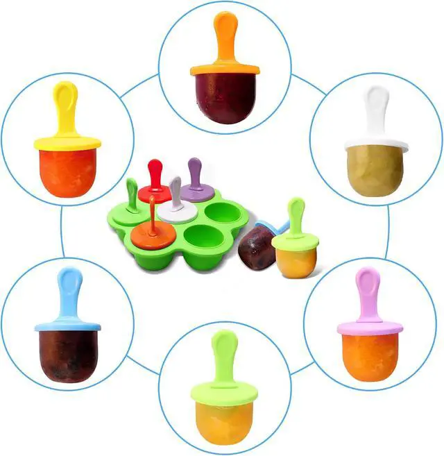 Alt view image 2 of 7 - Silicone Popsicle Molds 7-cavity DIY Ice Pop Mold with Colorful Sticks For egg biting ice cream molds storage containers non stick cake molds (Green)