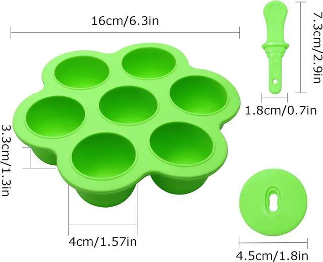 Alt view image 5 of 7 - Silicone Popsicle Molds 7-cavity DIY Ice Pop Mold with Colorful Sticks For egg biting ice cream molds storage containers non stick cake molds (Green)