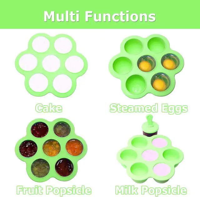 Alt view image 4 of 7 - Silicone Popsicle Molds 7-cavity DIY Ice Pop Mold with Colorful Sticks For egg biting ice cream molds storage containers non stick cake molds (Green)