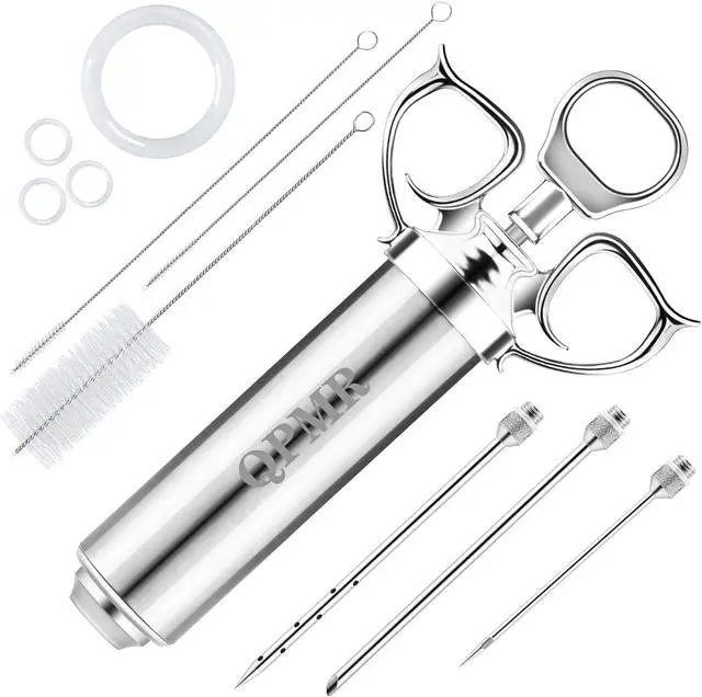 Main image of QPMR Meat Injector Syringe Kit, 2-oz Large Capacity Marinade Turkey Injector with 3pcs Stainless Steel Marinade Injector Needles for BBQ Grill Smoker & Turkey & Brisket