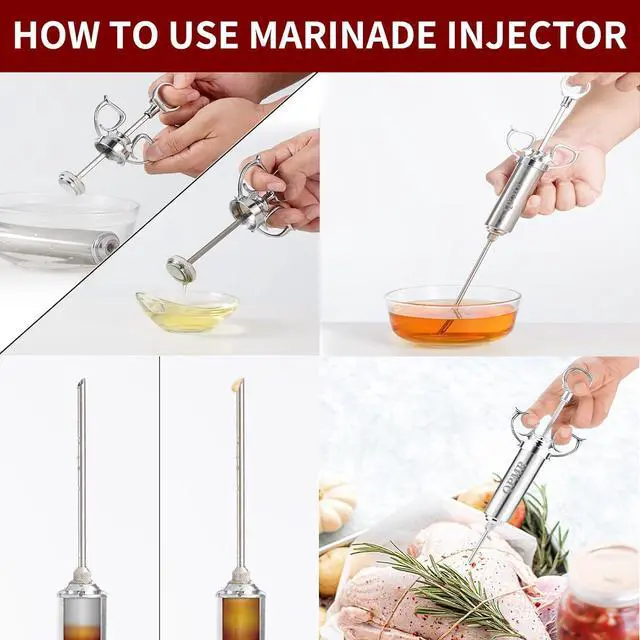Alt view image 4 of 7 - QPMR Meat Injector Syringe Kit, 2-oz Large Capacity Marinade Turkey Injector with 3pcs Stainless Steel Marinade Injector Needles for BBQ Grill Smoker & Turkey & Brisket