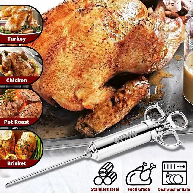 Alt view image 6 of 7 - QPMR Meat Injector Syringe Kit, 2-oz Large Capacity Marinade Turkey Injector with 3pcs Stainless Steel Marinade Injector Needles for BBQ Grill Smoker & Turkey & Brisket