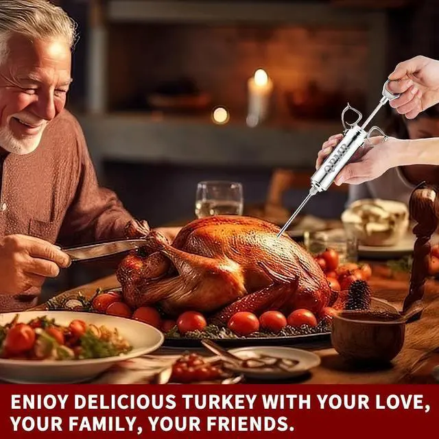 Alt view image 7 of 7 - QPMR Meat Injector Syringe Kit, 2-oz Large Capacity Marinade Turkey Injector with 3pcs Stainless Steel Marinade Injector Needles for BBQ Grill Smoker & Turkey & Brisket