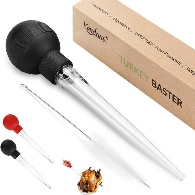 Main image of Kendane Turkey Baster With Cleaning Brush, Baster Syringe | for Home Baking and Roaster Turkey,Include Detachable Food Grade Bulb with Double Scales for Grill Baking Kitchen Cooking