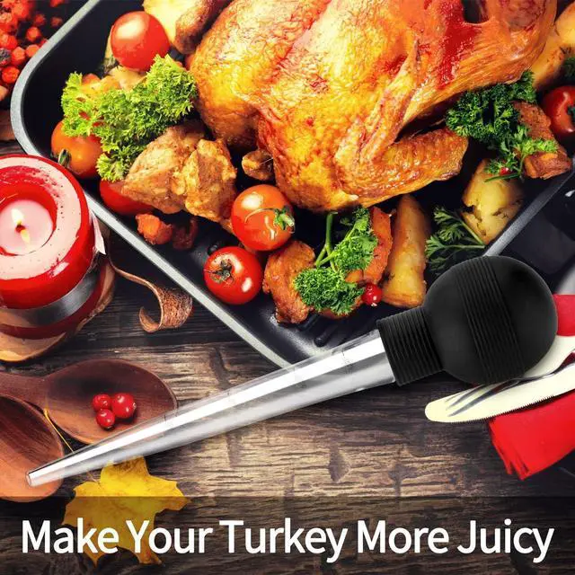 Alt view image 2 of 6 - Kendane Turkey Baster With Cleaning Brush, Baster Syringe | for Home Baking and Roaster Turkey,Include Detachable Food Grade Bulb with Double Scales for Grill Baking Kitchen Cooking