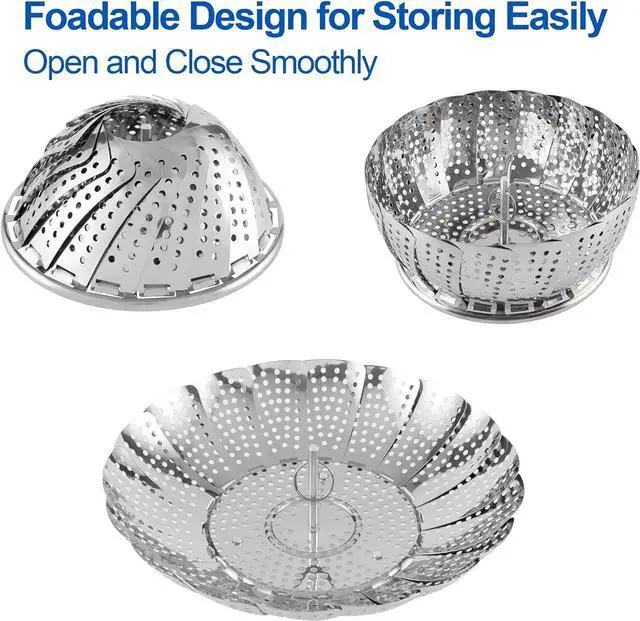 Alt view image 4 of 7 - Vegetable Steamer Basket, Premium Stainless Steel Veggie Steamer Basket - Folding Expandable Steamers to Fits Various Size Pot Small by SAYFINE (5.5" to 9.2")