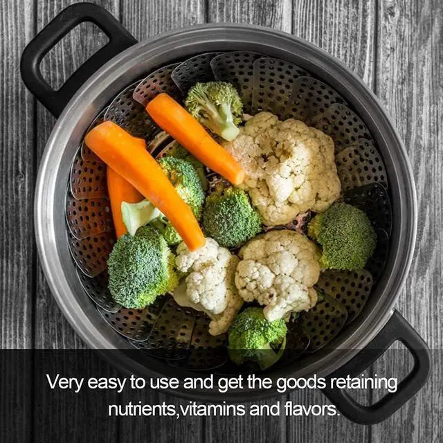 Alt view image 5 of 7 - Vegetable Steamer Basket, Premium Stainless Steel Veggie Steamer Basket - Folding Expandable Steamers to Fits Various Size Pot Small by SAYFINE (5.5" to 9.2")