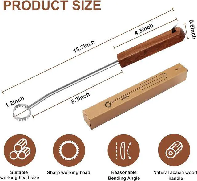 Alt view image 6 of 7 - Lung Scraper of Chicken Processing Equipment Poultry Lungs | Easily Removes, Acacia Wood Handle, Chicken Butchering Equipment That Efficient Gutting Tool for Turkey, Chicken